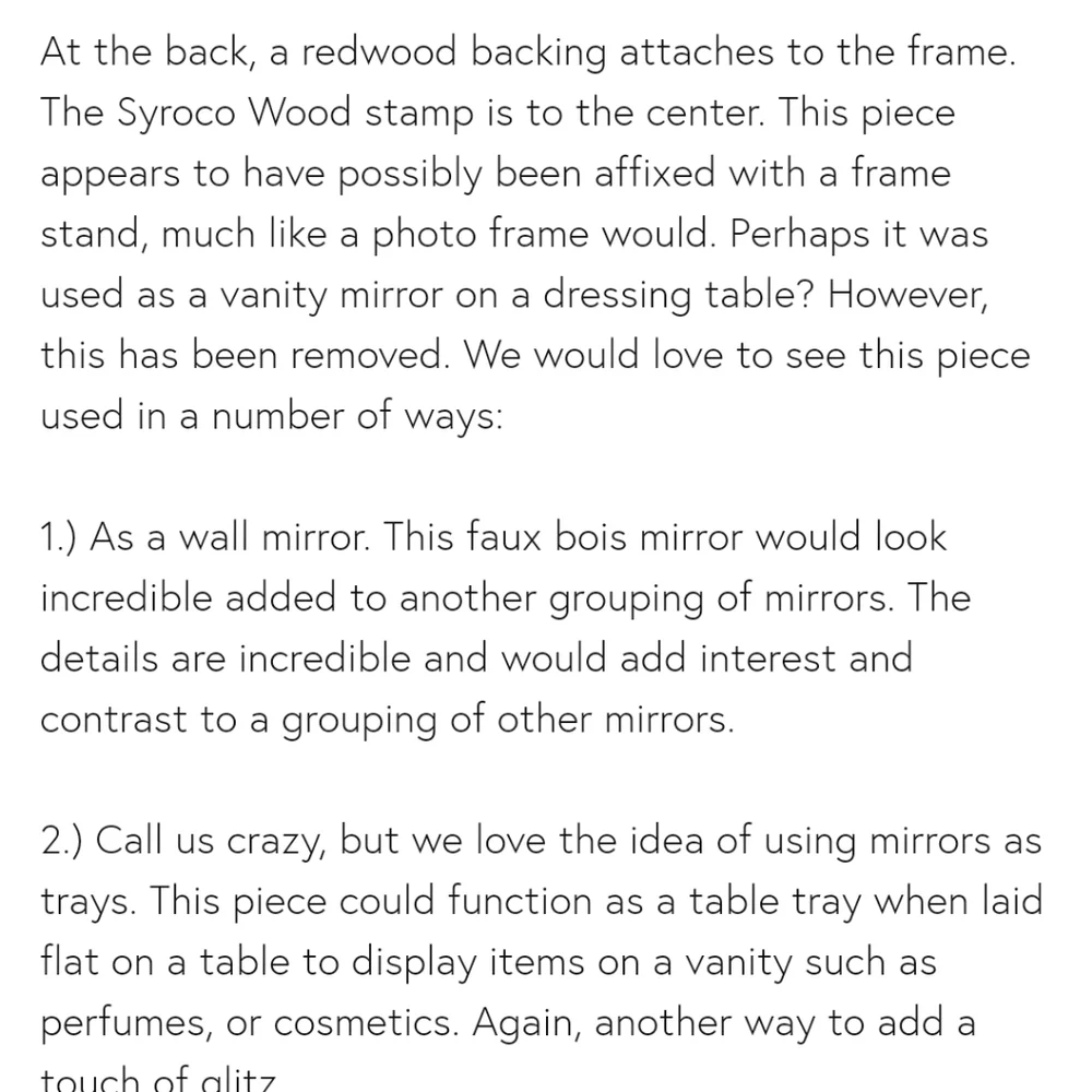 Vintage‎ Syroco wood gold mirror 1940 faux Bois